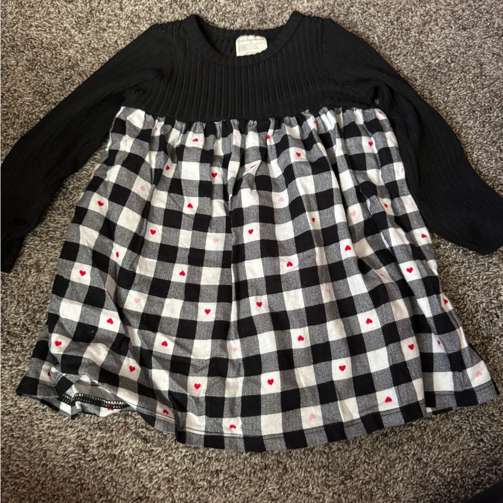 First Impressions Black and White Checkered Dress with Red Accents